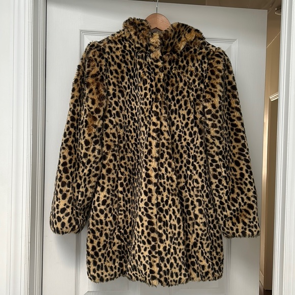 J Crew/Crew Cuts Cheetah/ Leopard print faux fur coat - Picture 1 of 4
